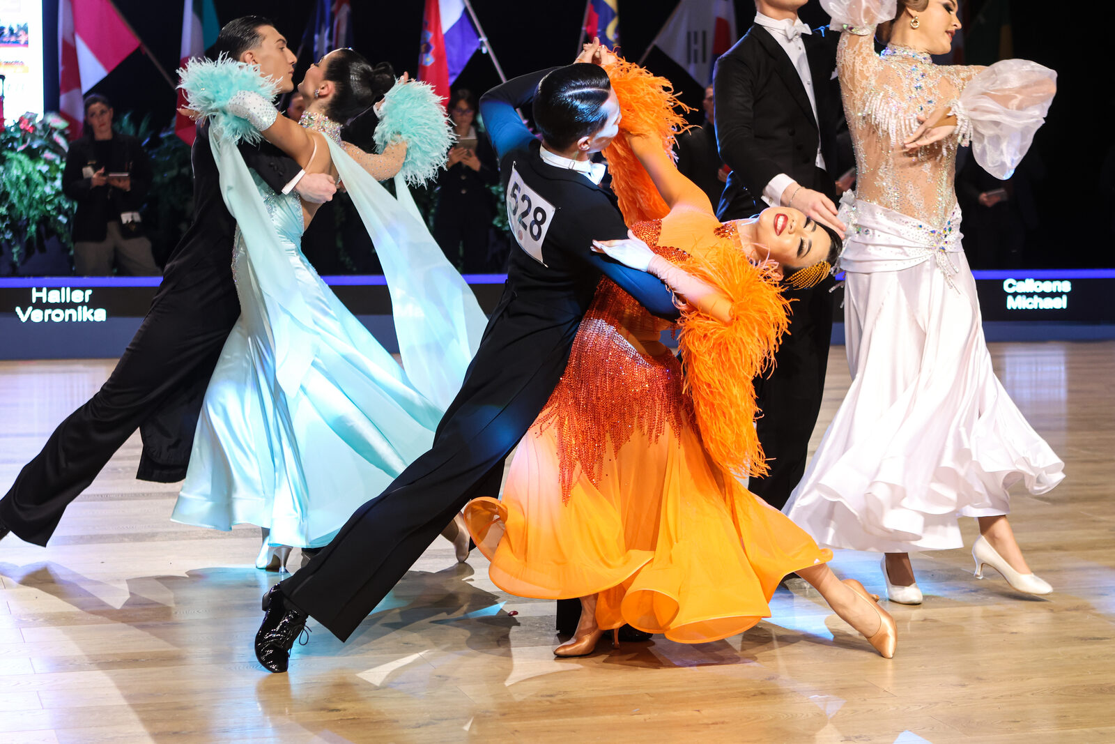 競技会のスタンダード決勝で踊るカップル
